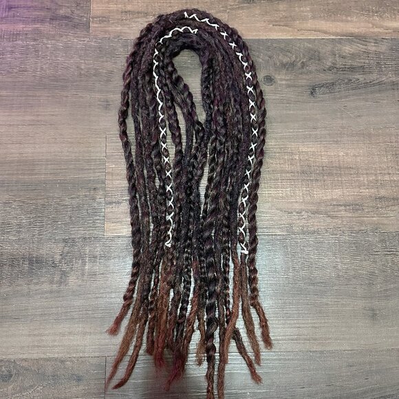 8 Crocheted Double Ended Dreadlock Braid Extensions Black Brown Auburn Ombre